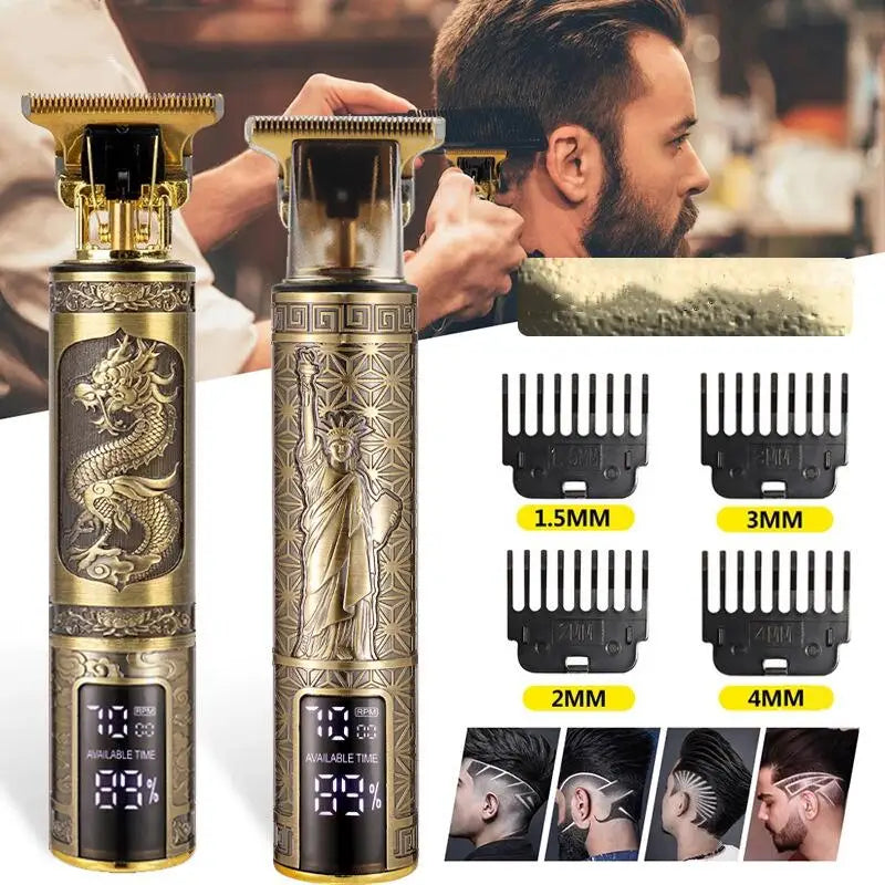 HairMaster - Máquina de Barba e Cabelo LCD Recarregável + 4 Pentes