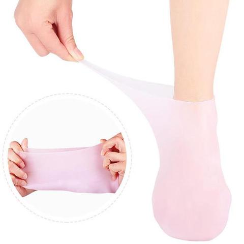 Meia Feminina de Silicone para Hidratar os Pés e Calcanhar