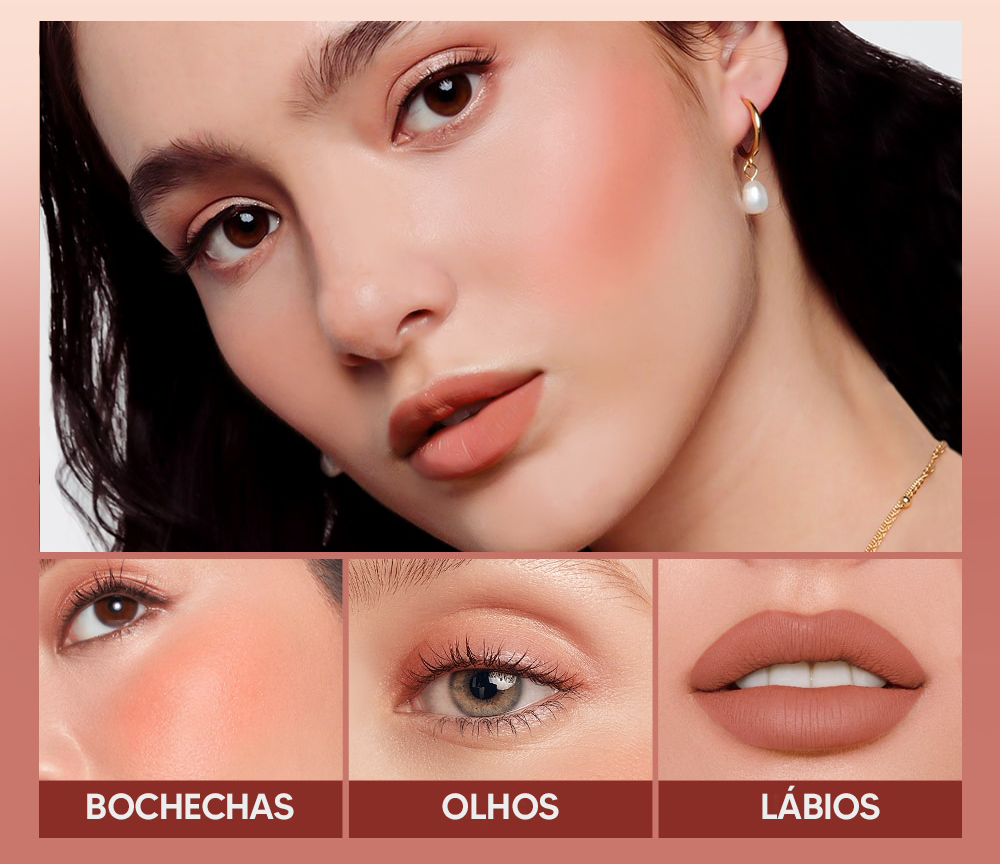 Batom Matte OTWOO 3 em 1 - Boca, Sombra e Blush