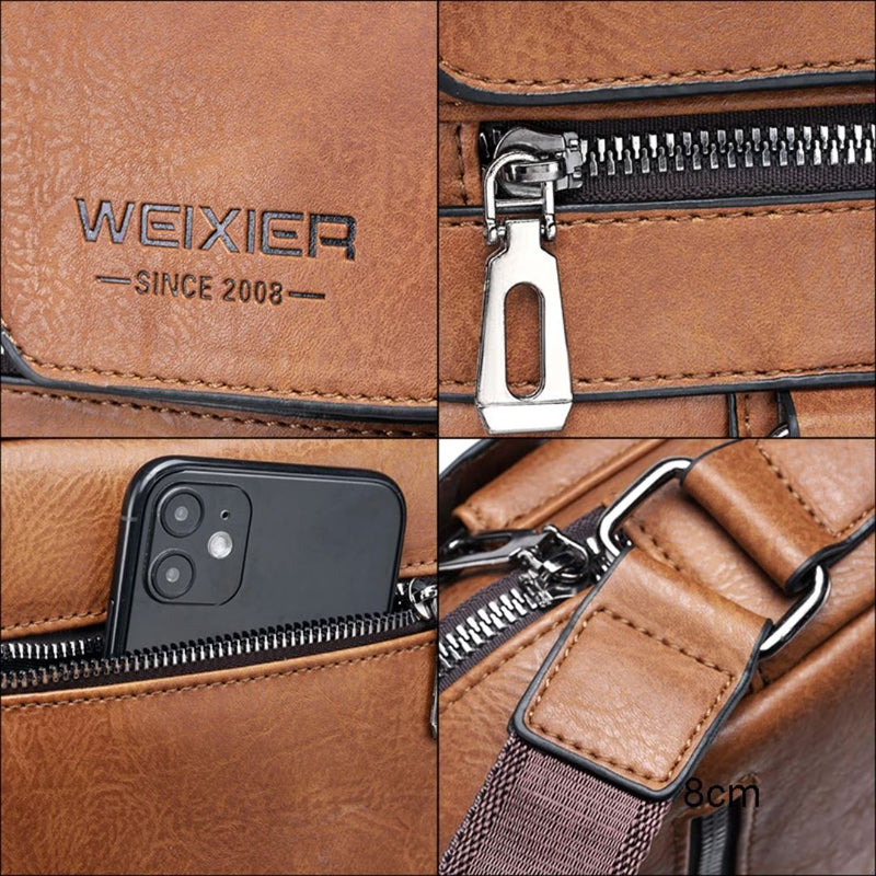 Bolsa Masculina Transversal de Couro Weixier