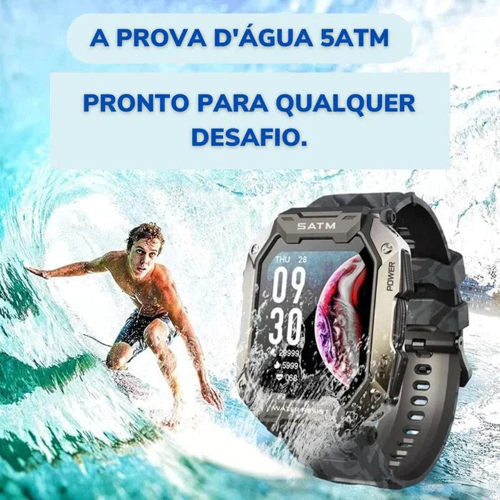 Smartwatch Militar Power Elite 4.0 + Pulseira Extra de Brinde