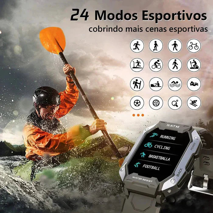 Smartwatch Militar Power Elite 4.0 + Pulseira Extra de Brinde